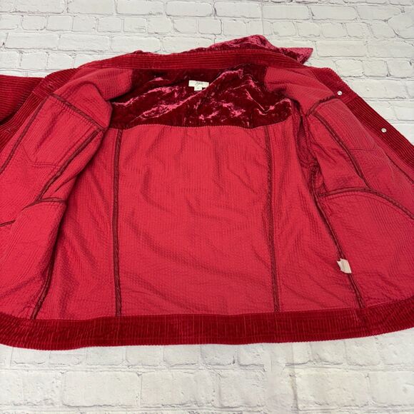 J Jill Women Corduroy Jacket Size Medium Red C036 -29 - Picture 6 of 16